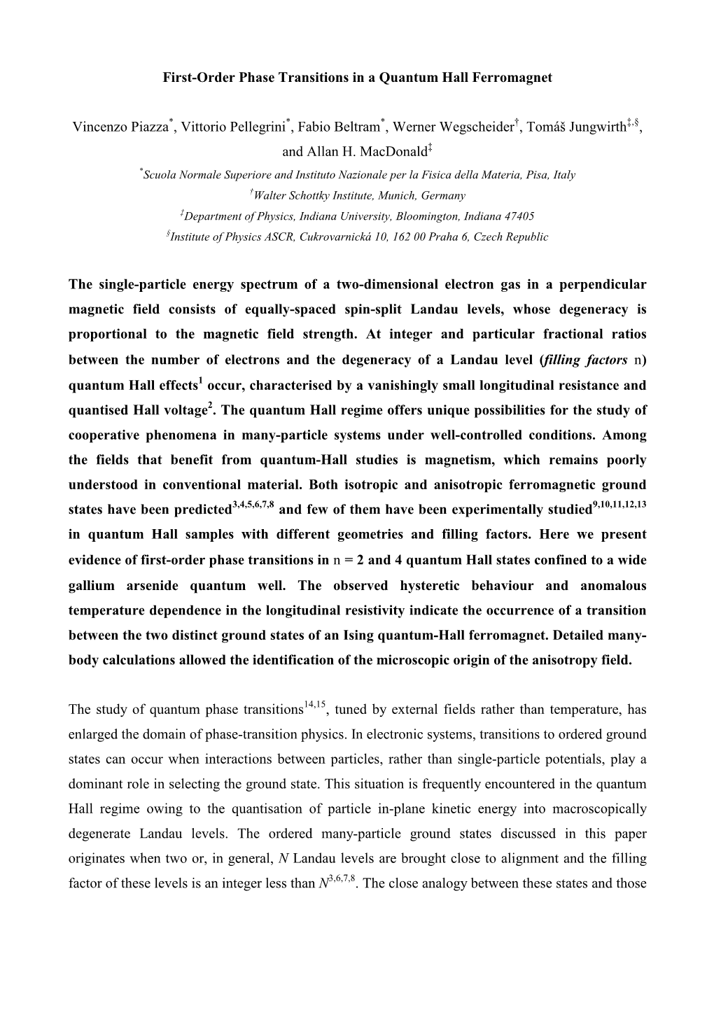 First-Order Phase Transition in a Quantum Hall Ferromagnet