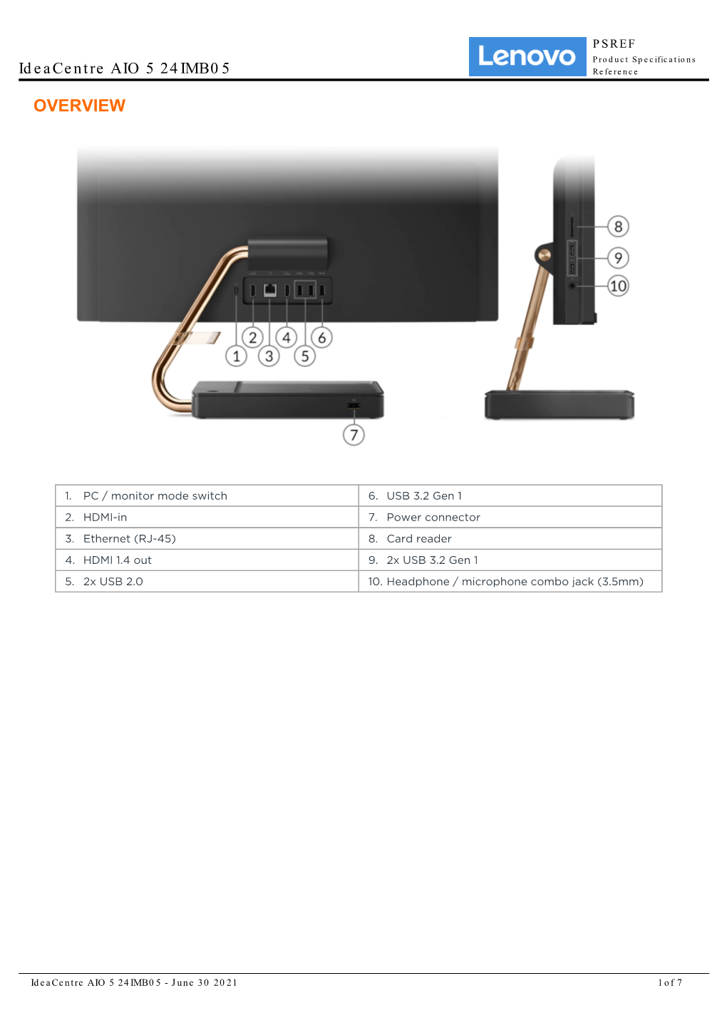 Ideacentre AIO 5 24IMB05 Reference