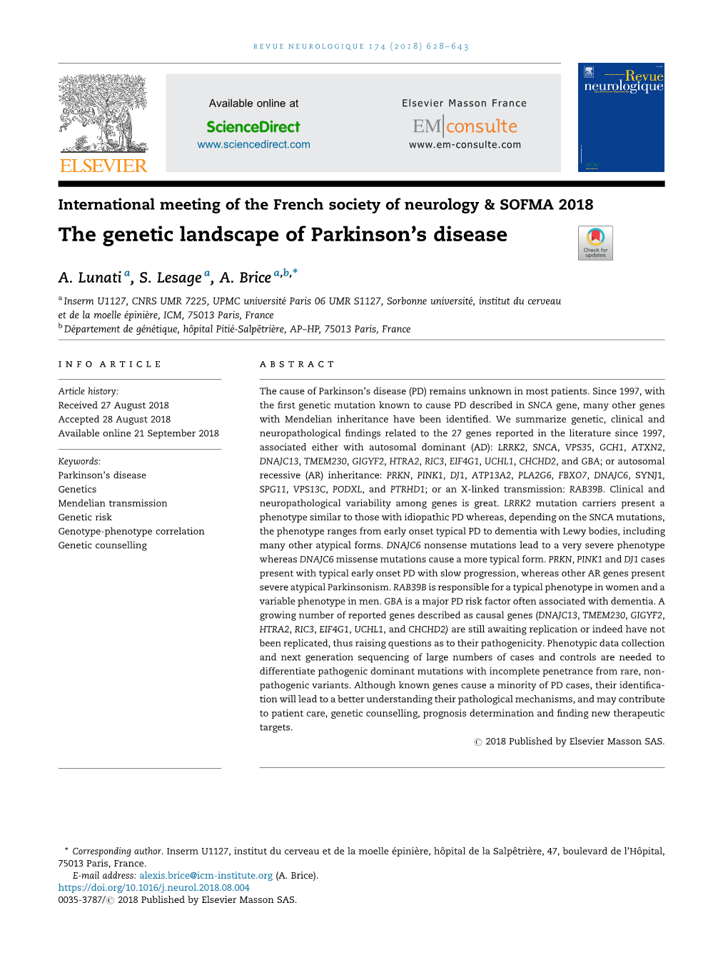 The Genetic Landscape of Parkinson's Disease