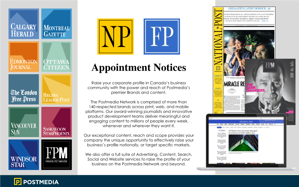 Appointment Notices Nationalpost.Com