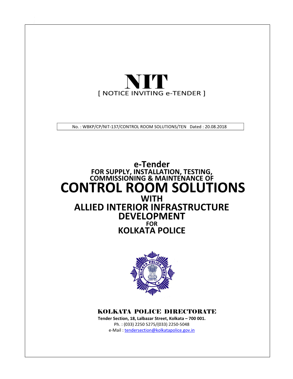 CONTROL ROOM SOLUTIONS/TEN Dated : 20.08.2018