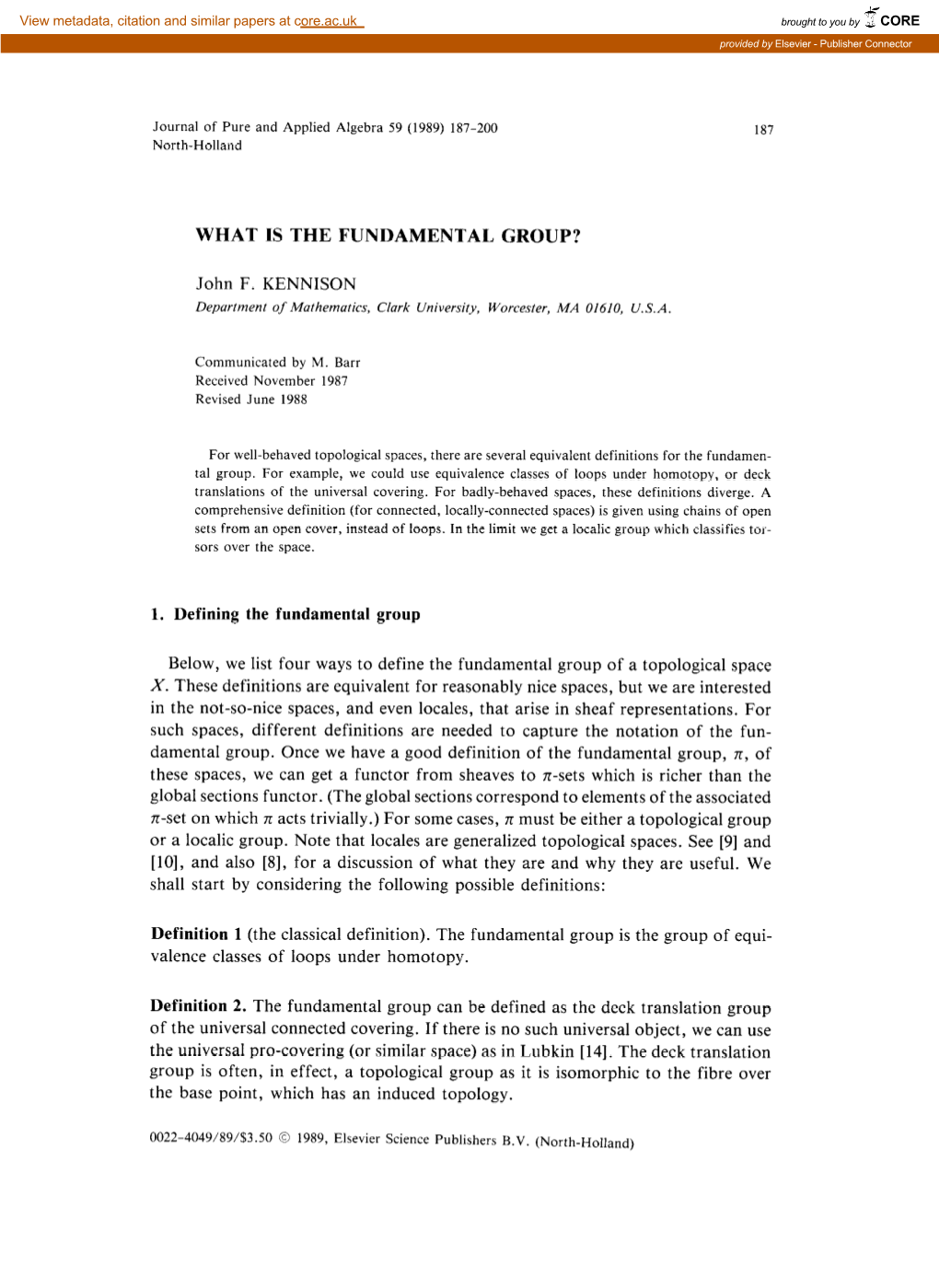 What Is the Fundamental Group?