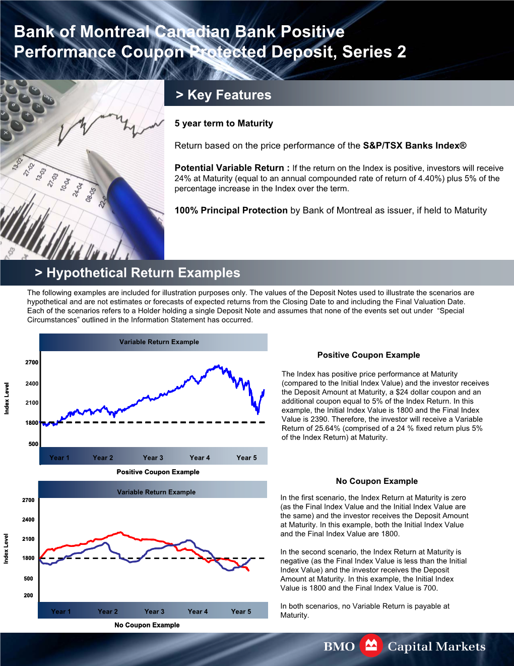 Bank of Montreal Canadian Bank Positive Performance Coupon Protected Deposit, Series 2