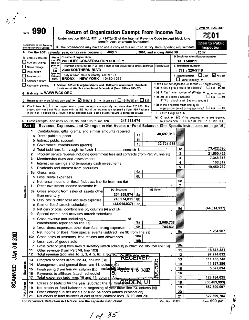 Fam 990 Return of Organization Exempt from Income Tax ~Oo Under Section 507(C)