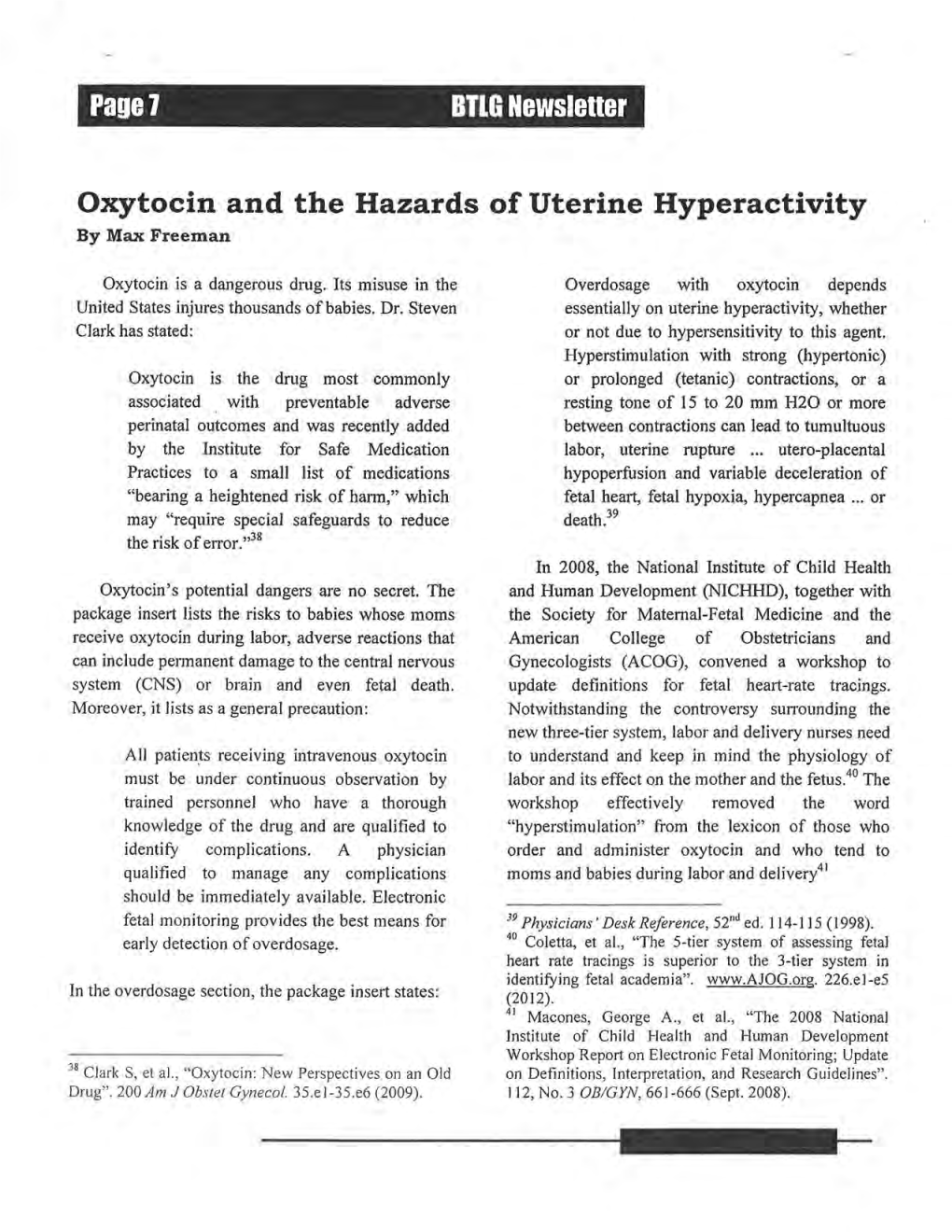 Oxytocin and the Hazards of Uterine Hyperactivity by ~Ax Freeman