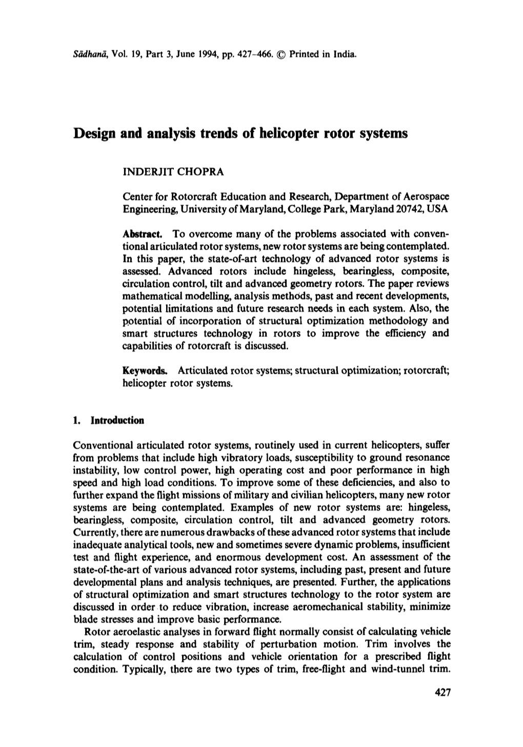 Design and Analysis Trends of Helicopter Rotor Systems