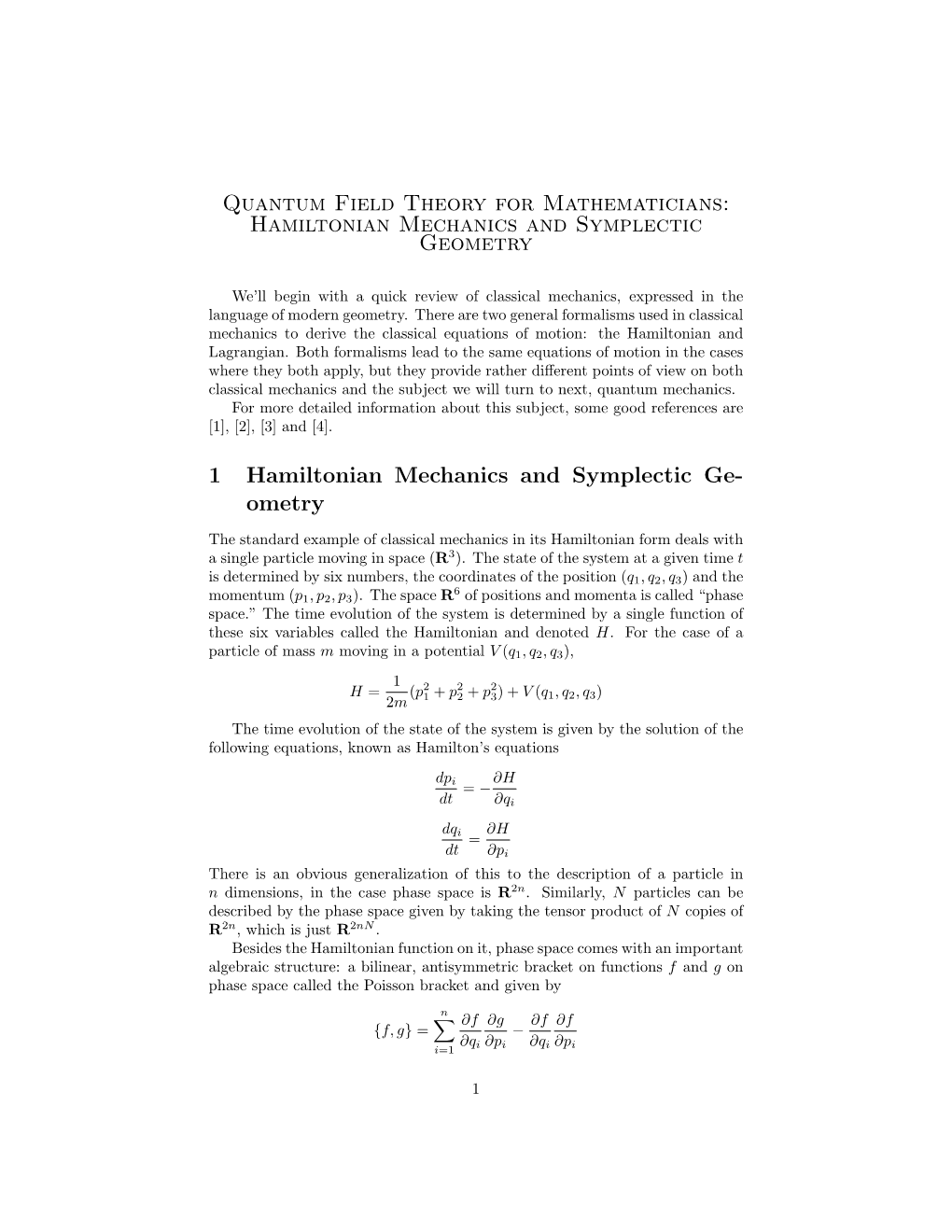 Hamiltonian Mechanics and Symplectic Geometry