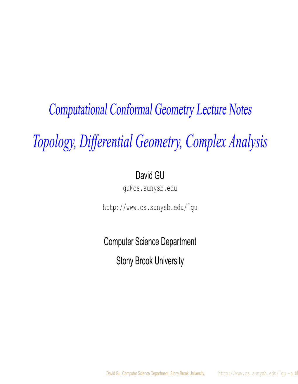 Topology, Differential Geometry, Complex Analysis – P
