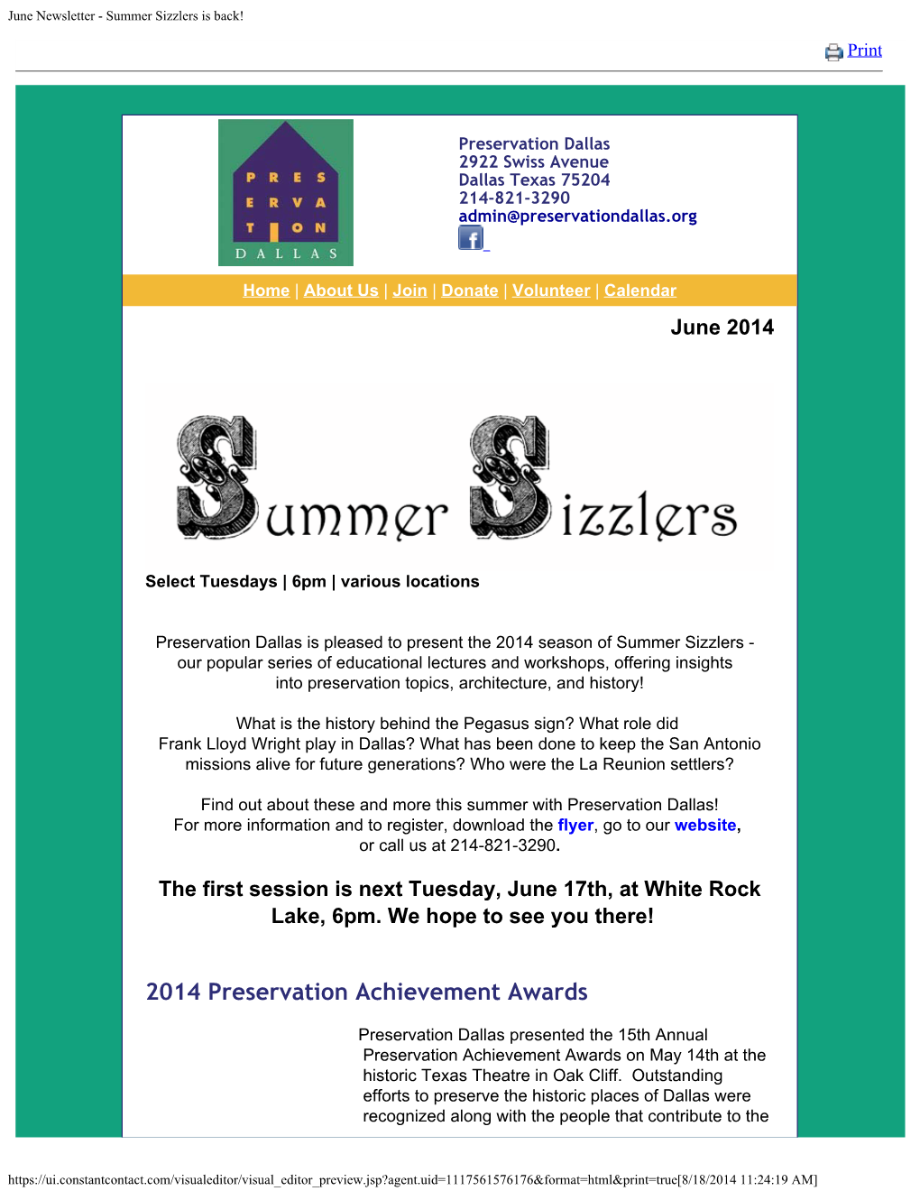 June Newsletter - Summer Sizzlers Is Back!