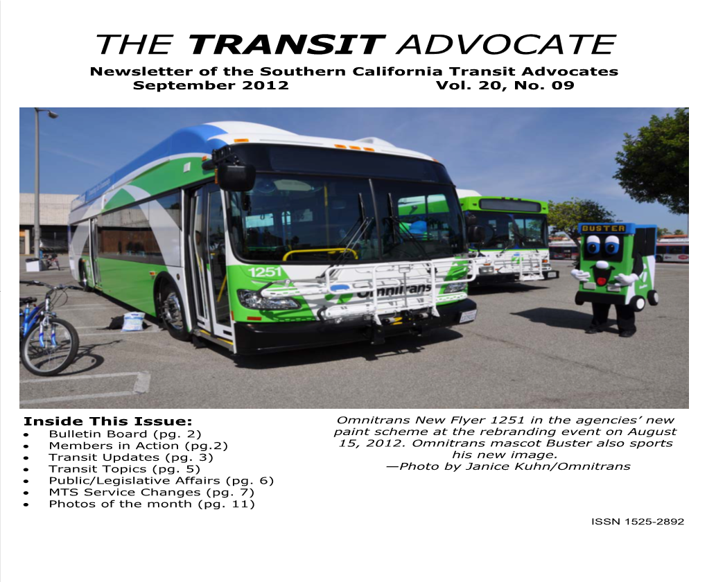 THE TRANSIT ADVOCATE Quarterly Basis