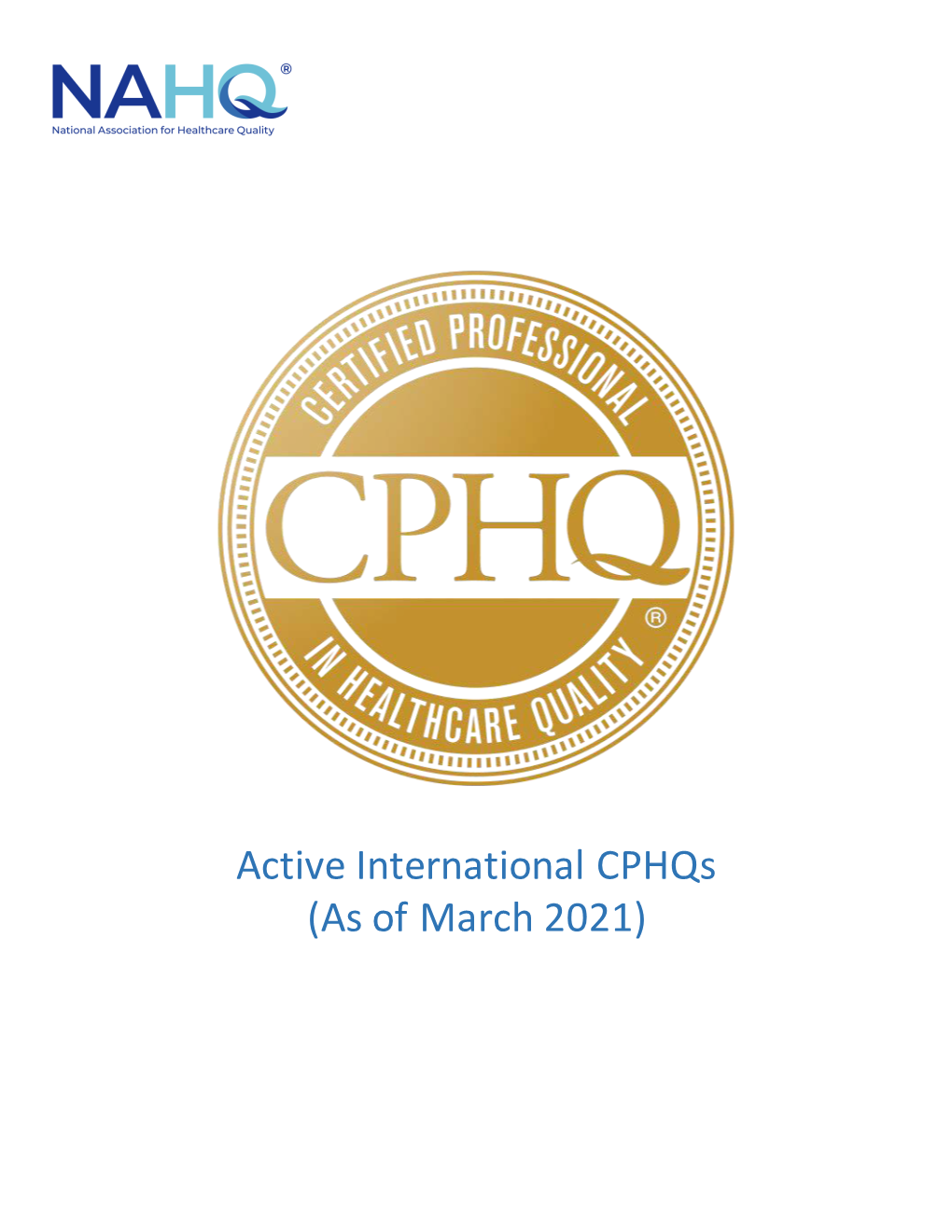 Active International Cphqs (As of March 2021)