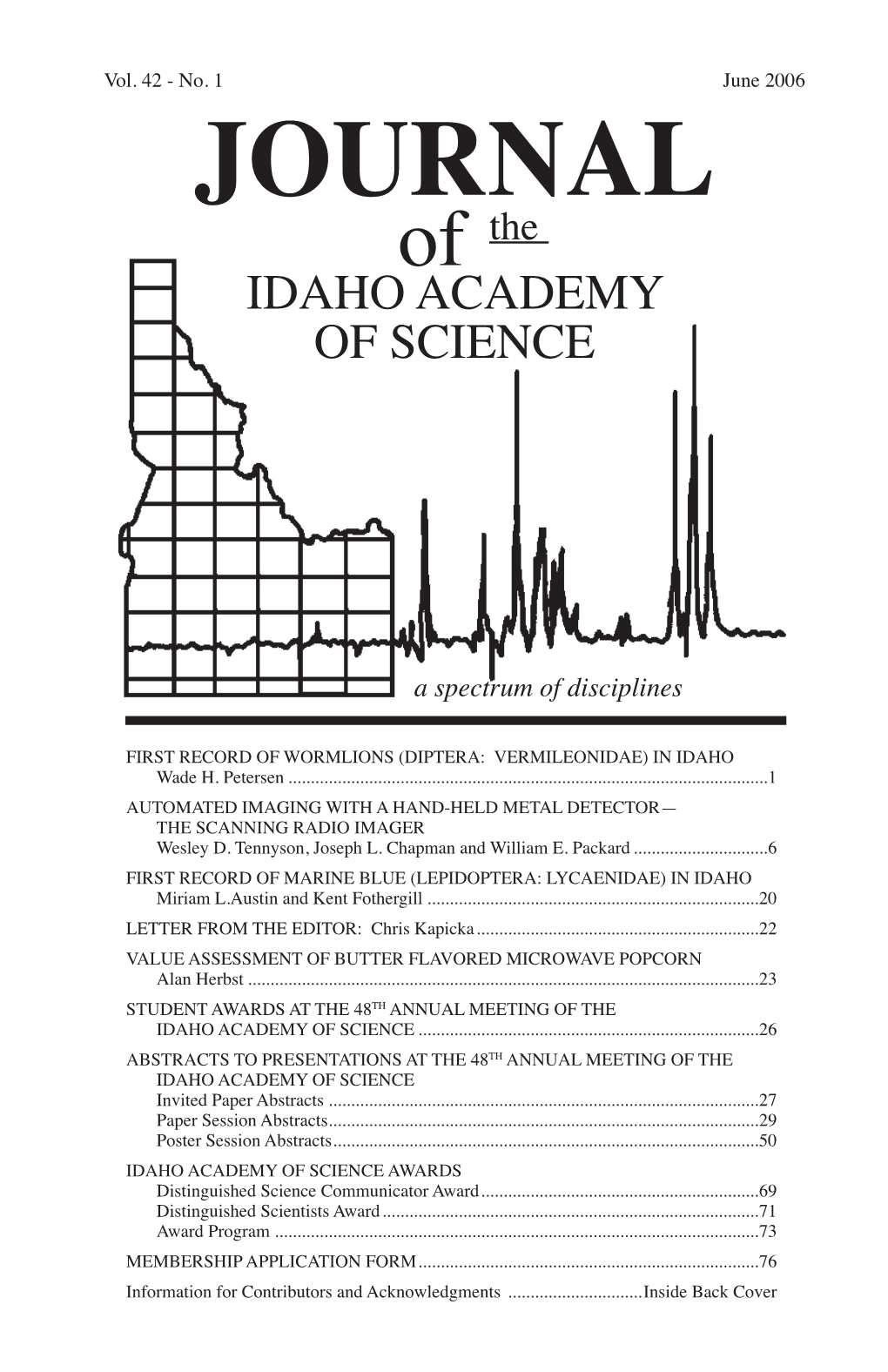 JOURNAL of the IDAHO ACADEMY of SCIENCE