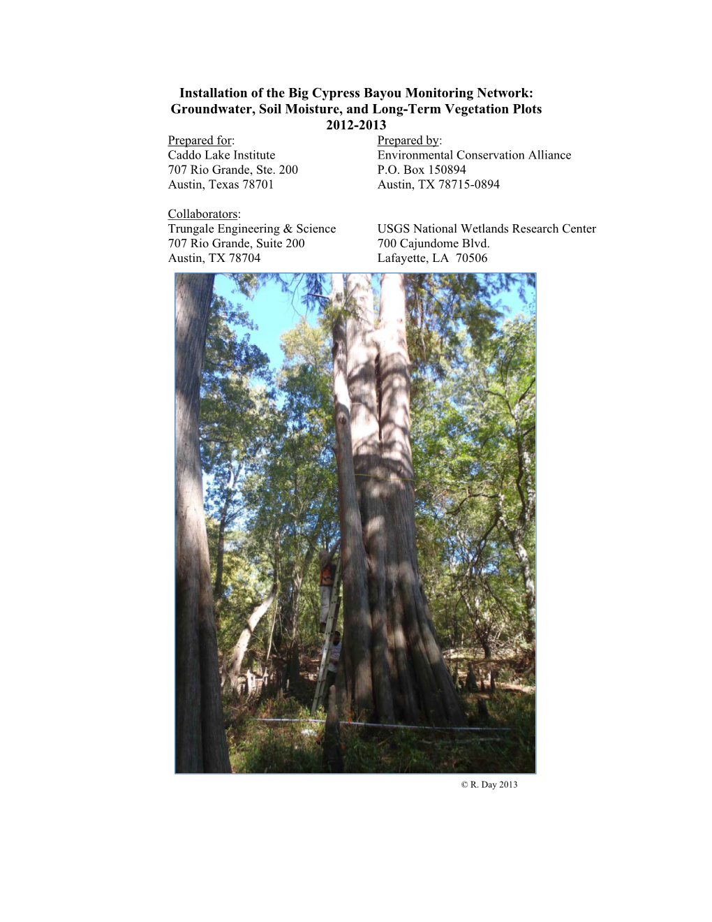 Installation of the Big Cypress Bayou Monitoring