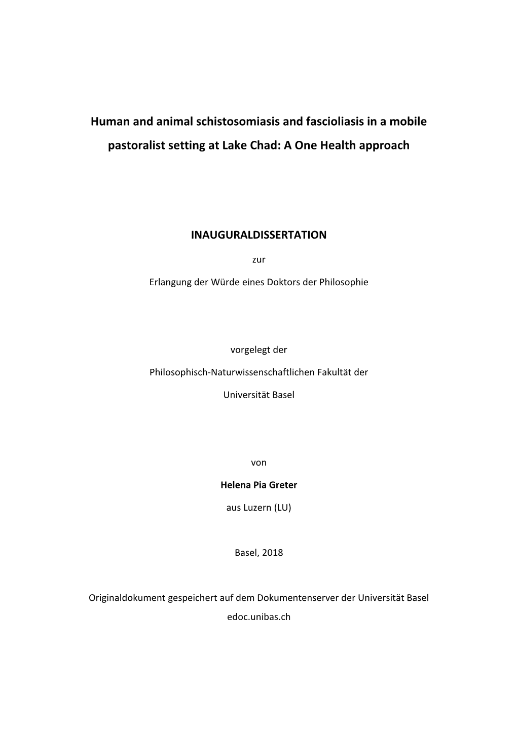 Human and Animal Schistosomiasis and Fascioliasis in a Mobile Pastoralist Setting at Lake Chad: a One Health Approach