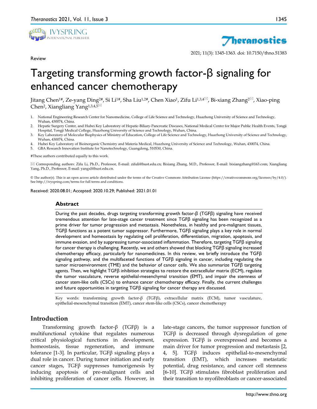 Targeting Transforming Growth Factor-Β Signaling for Enhanced Cancer