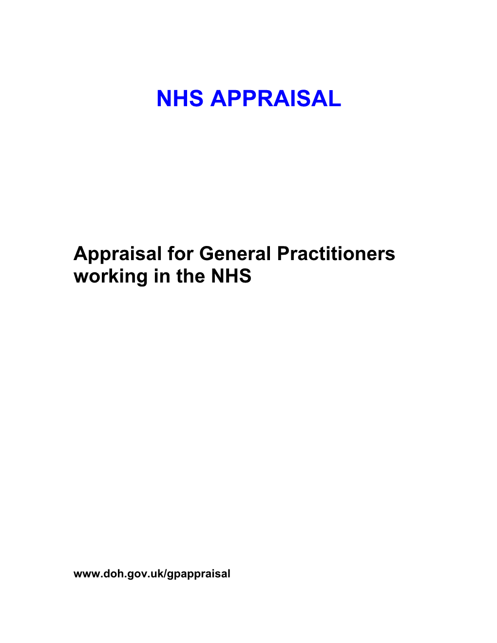 ANNUAL APPRAISAL FOR GENERAL PRACTITIONERS – Date…