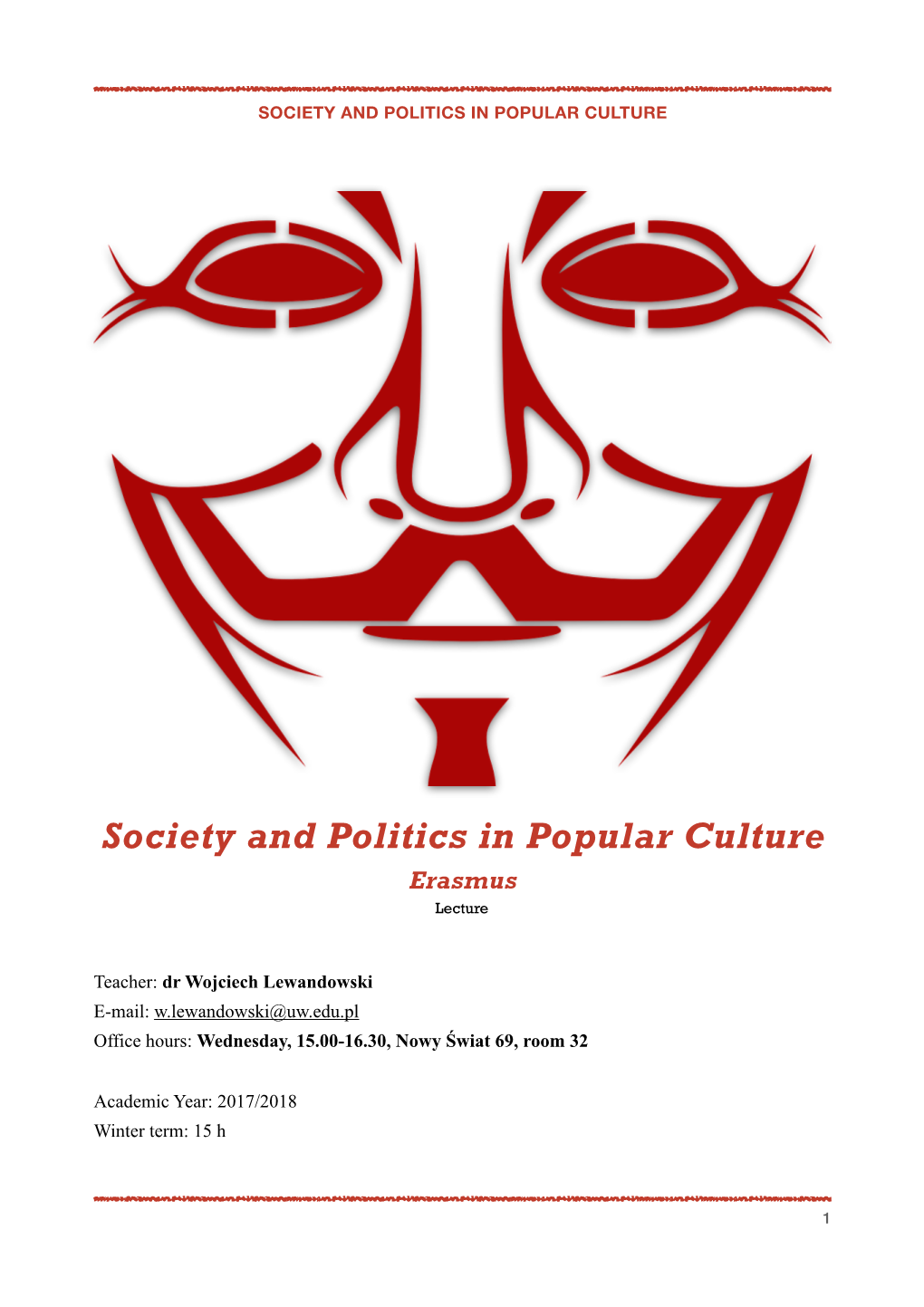 Society and Politics in Popular Culture ERPL