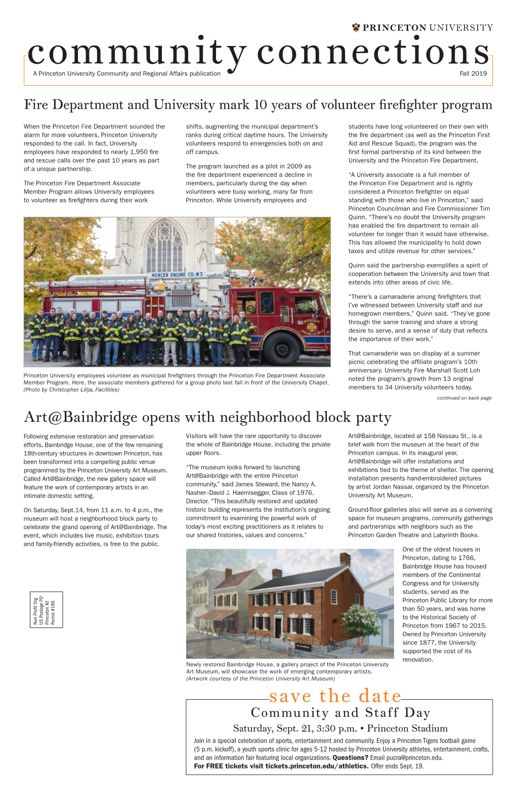 Community Connections a Princeton University Community and Regional Affairs Publication Fall 2019