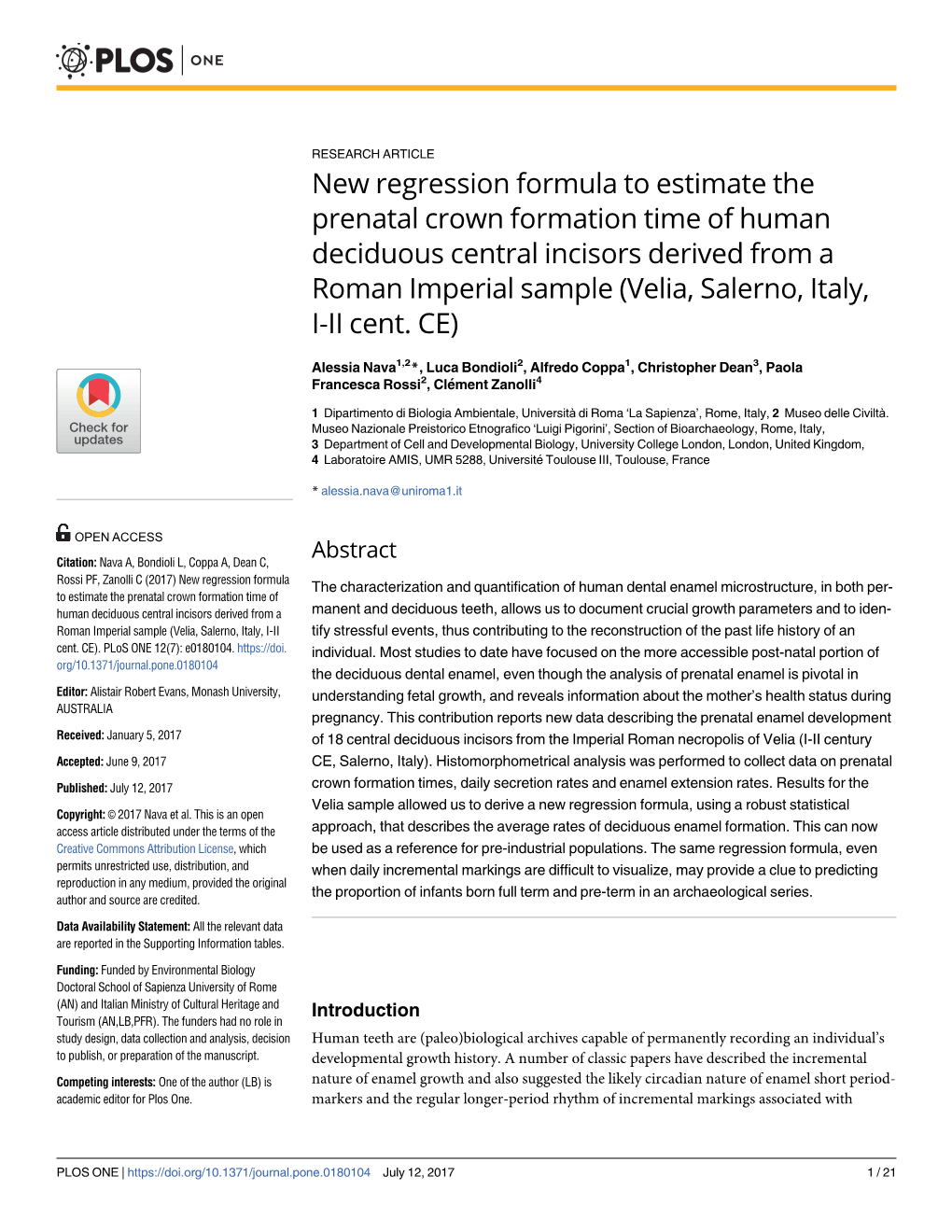 New Regression Formula to Estimate the Prenatal Crown Formation Time Of