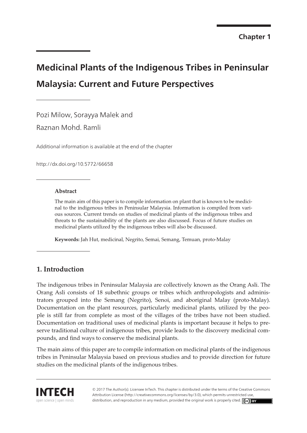 Medicinal Plants of the Indigenous Tribes in Peninsular Malaysia