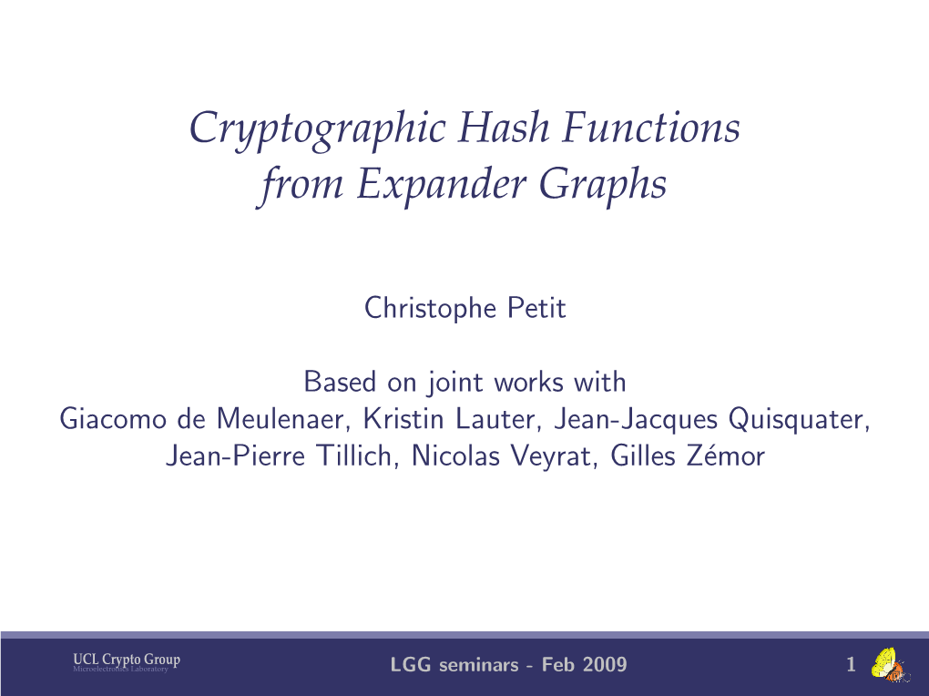 Cryptographic Hash Functions from Expander Graphs