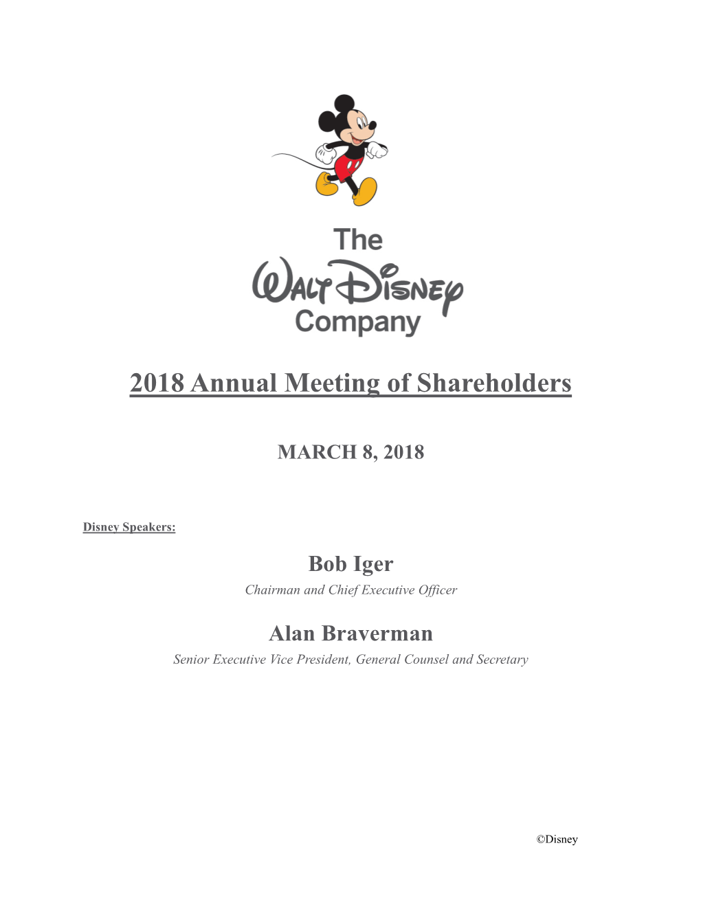 2018 Annual Meeting of Shareholders