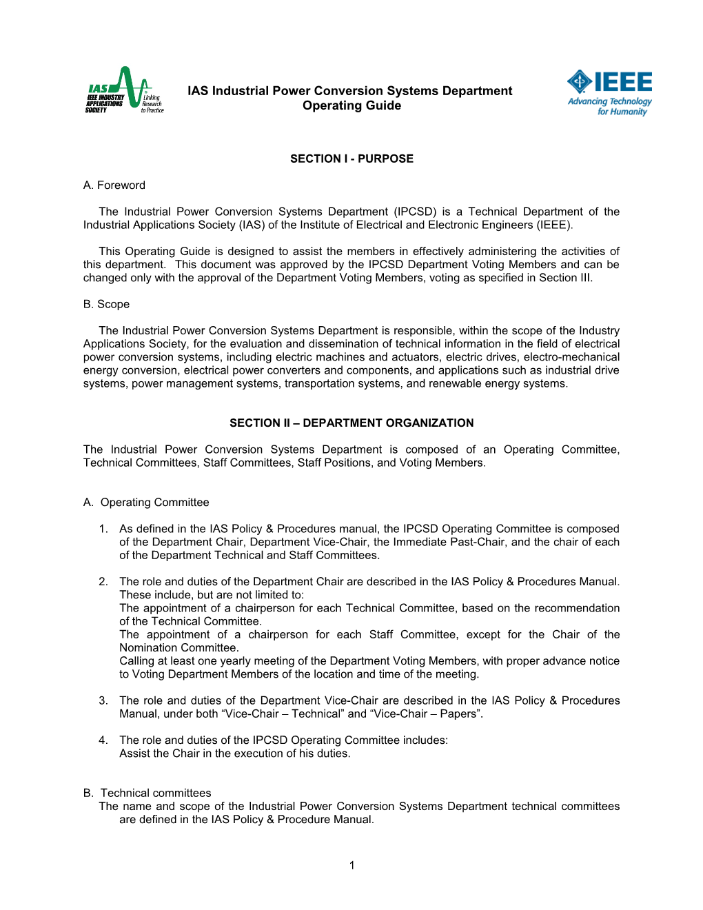 AS Electric Machine Committee Operating Guide