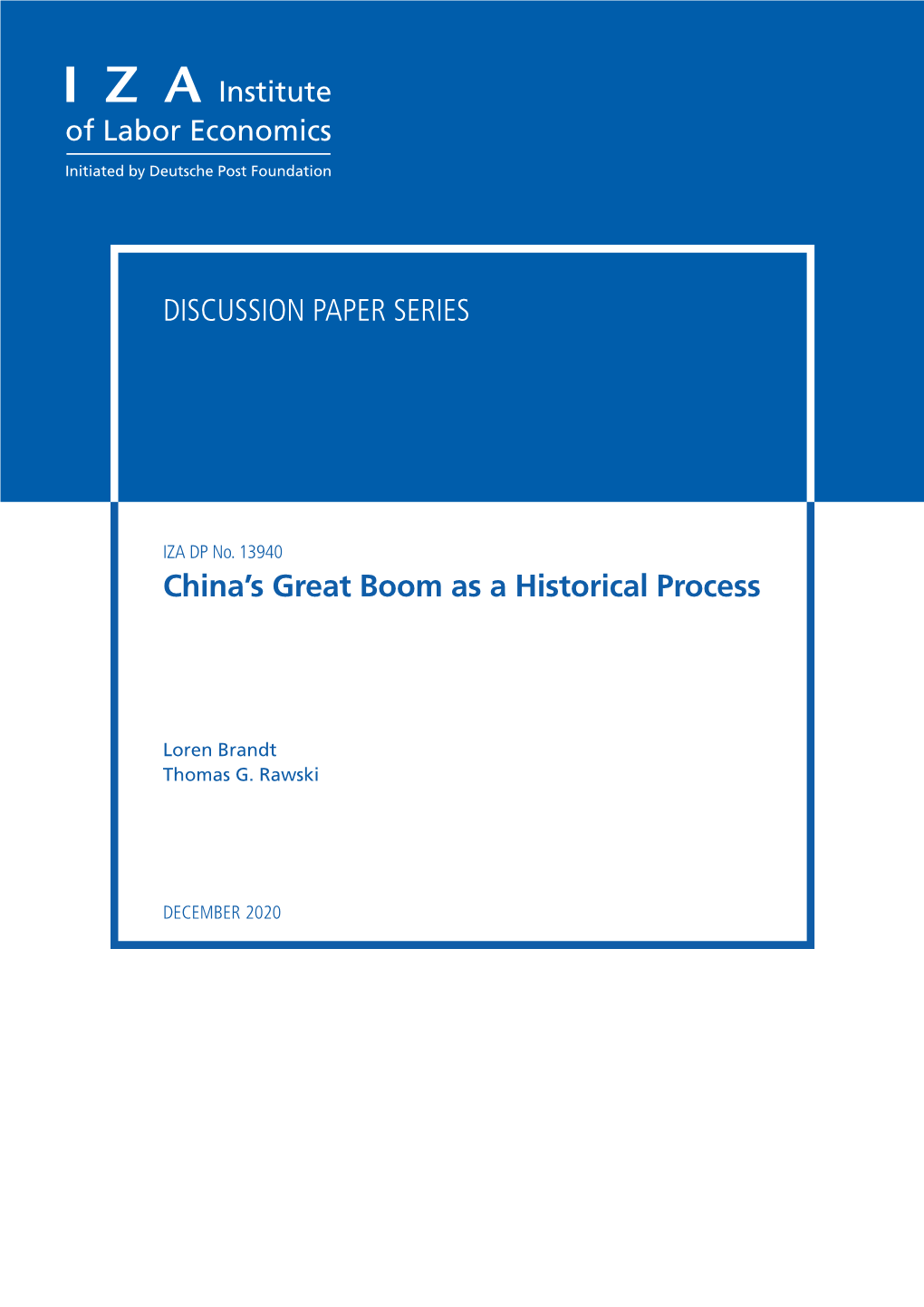 China's Great Boom As a Historical Process