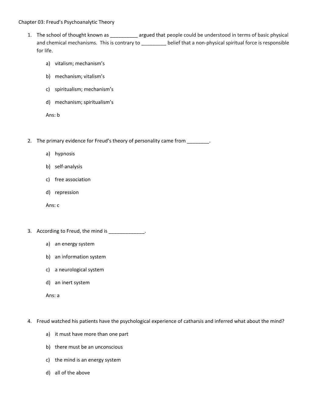 Chapter 03: Freud S Psychoanalytic Theory