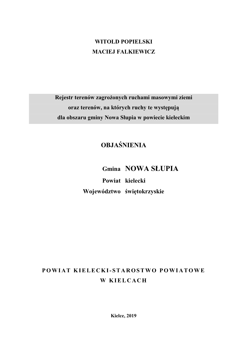 Gmina NOWA SŁUPIA Powiat Kielecki Województwo Świętokrzyskie