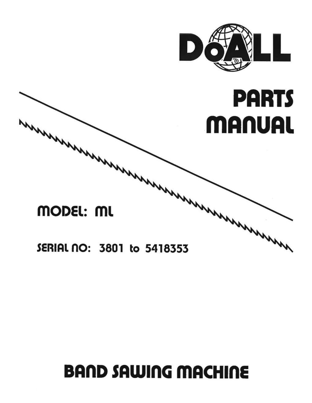 Doall ML-3801 V. Band Saw Manual