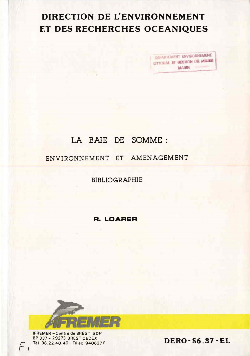 La Baie De Somme : Environnement Et Aménagement