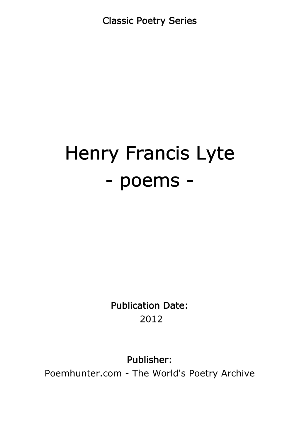 Henry Francis Lyte - Poems