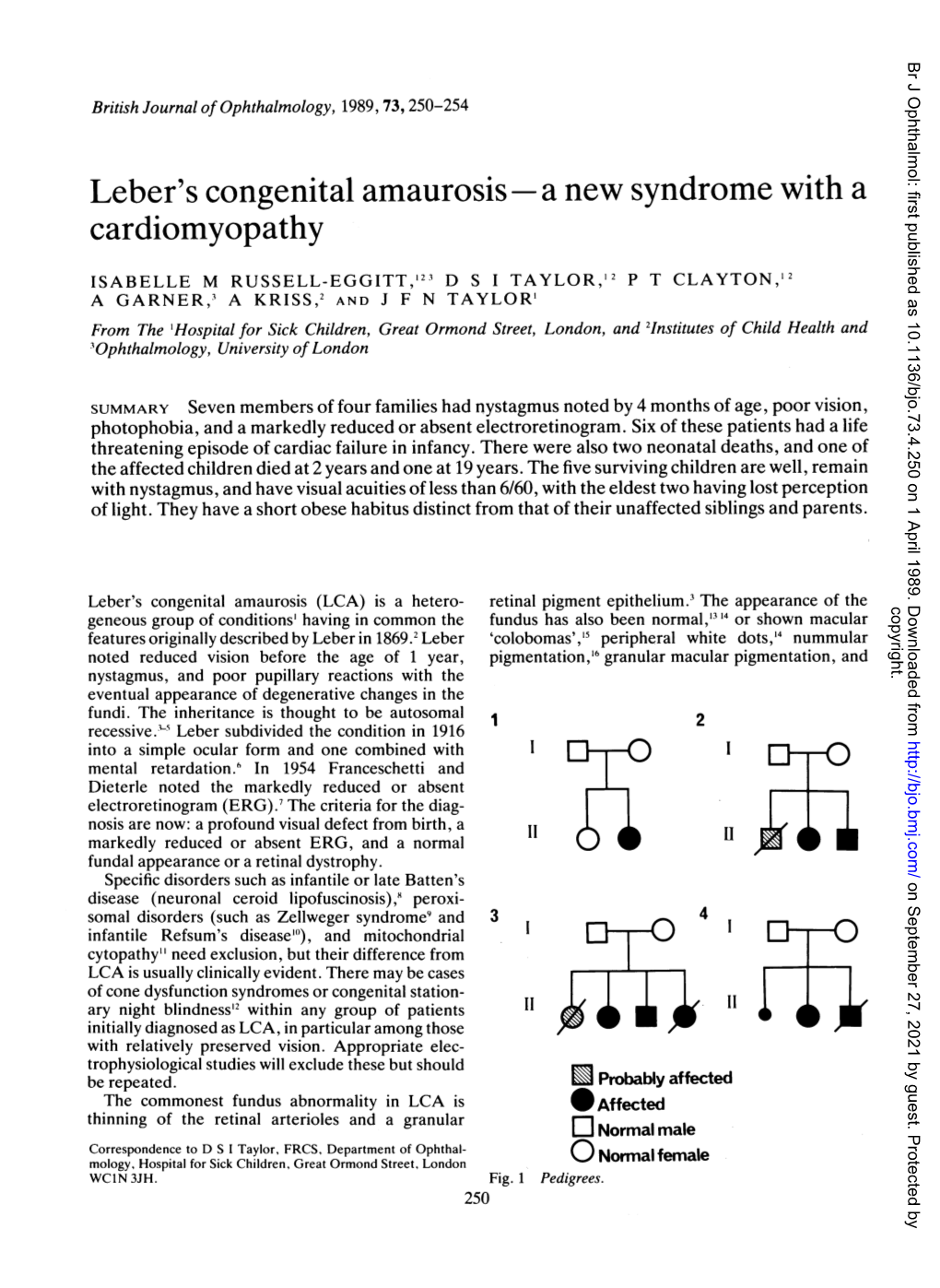 Leber's Congenital Amaurosis-A New Syndrome with a Cardiomyopathy