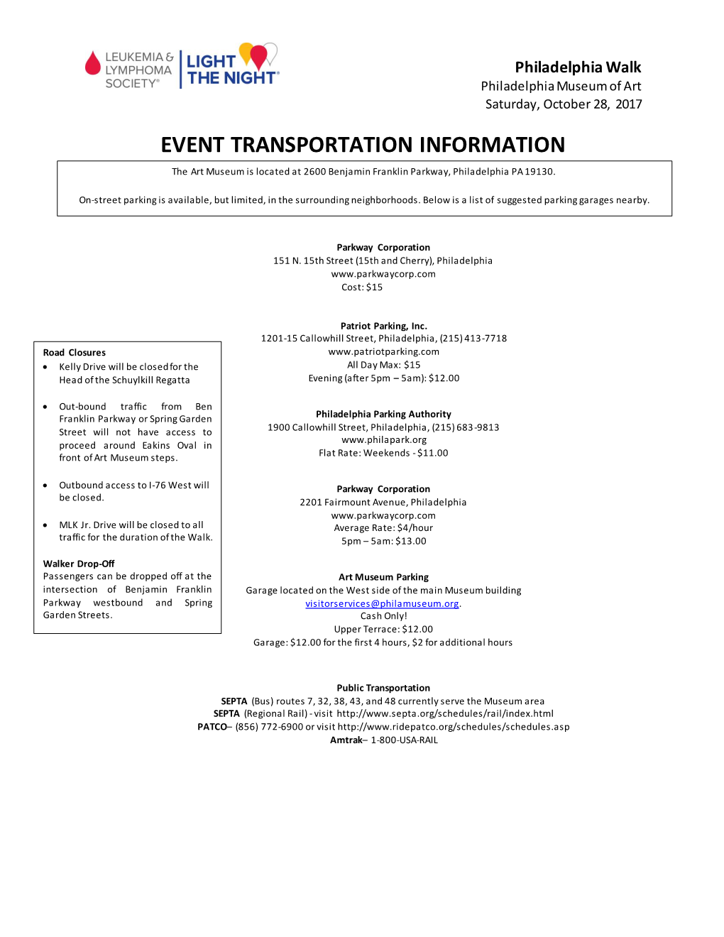Event Transportation Information