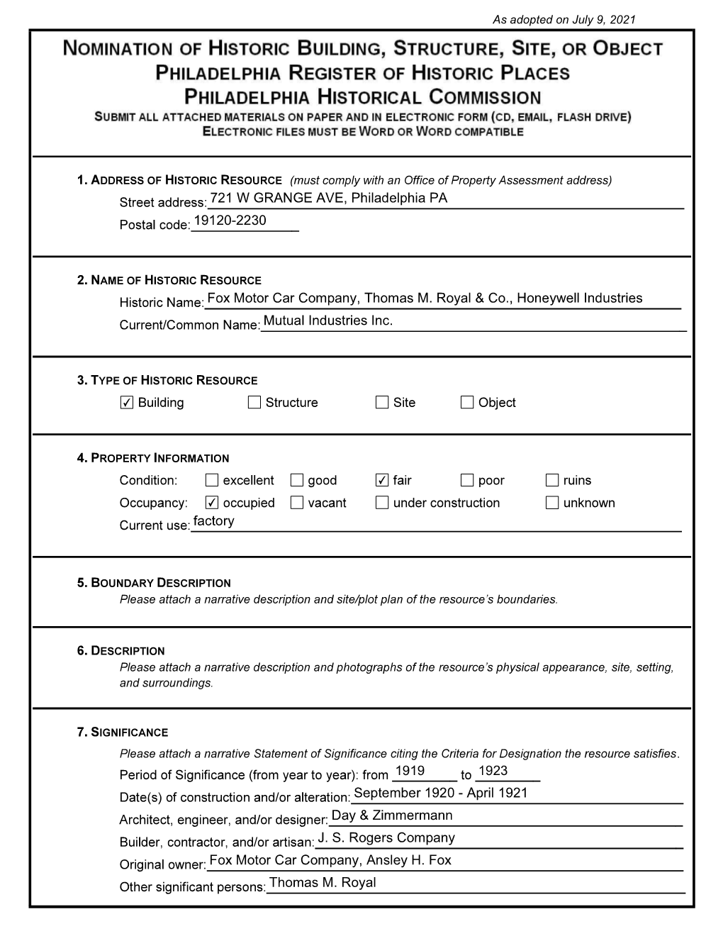 As Adopted on July 9, 2021 As Adopted on July 9, 2021