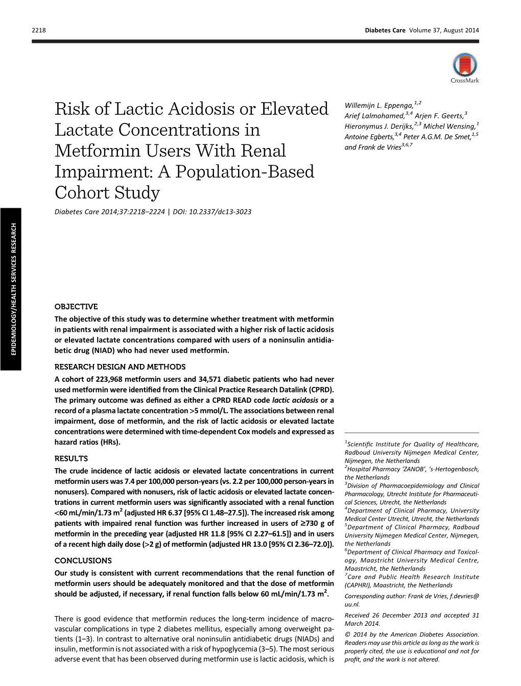 Risk of Lactic Acidosis Or Elevated Lactate Concentrations In