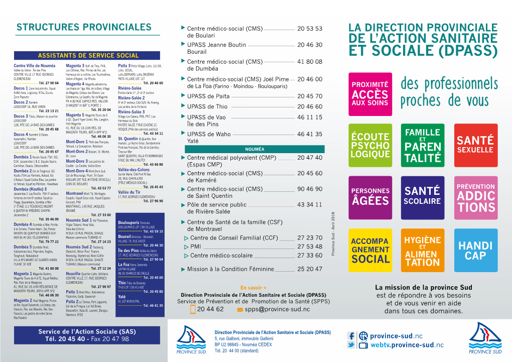 La Direction Provinciale De L'action Sanitaire Et Sociale (DPASS)