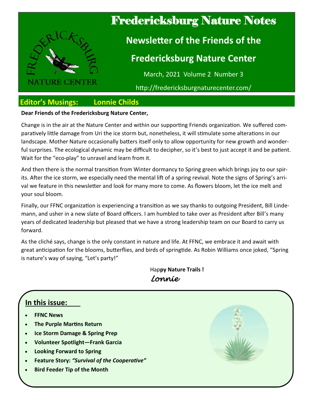 Fredericksburg Nature Notes Newsletter of the Friends of The