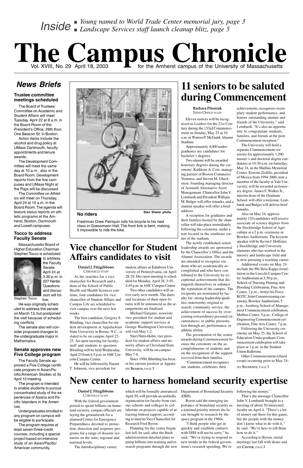 Campus Chronicle, April 18, 2001