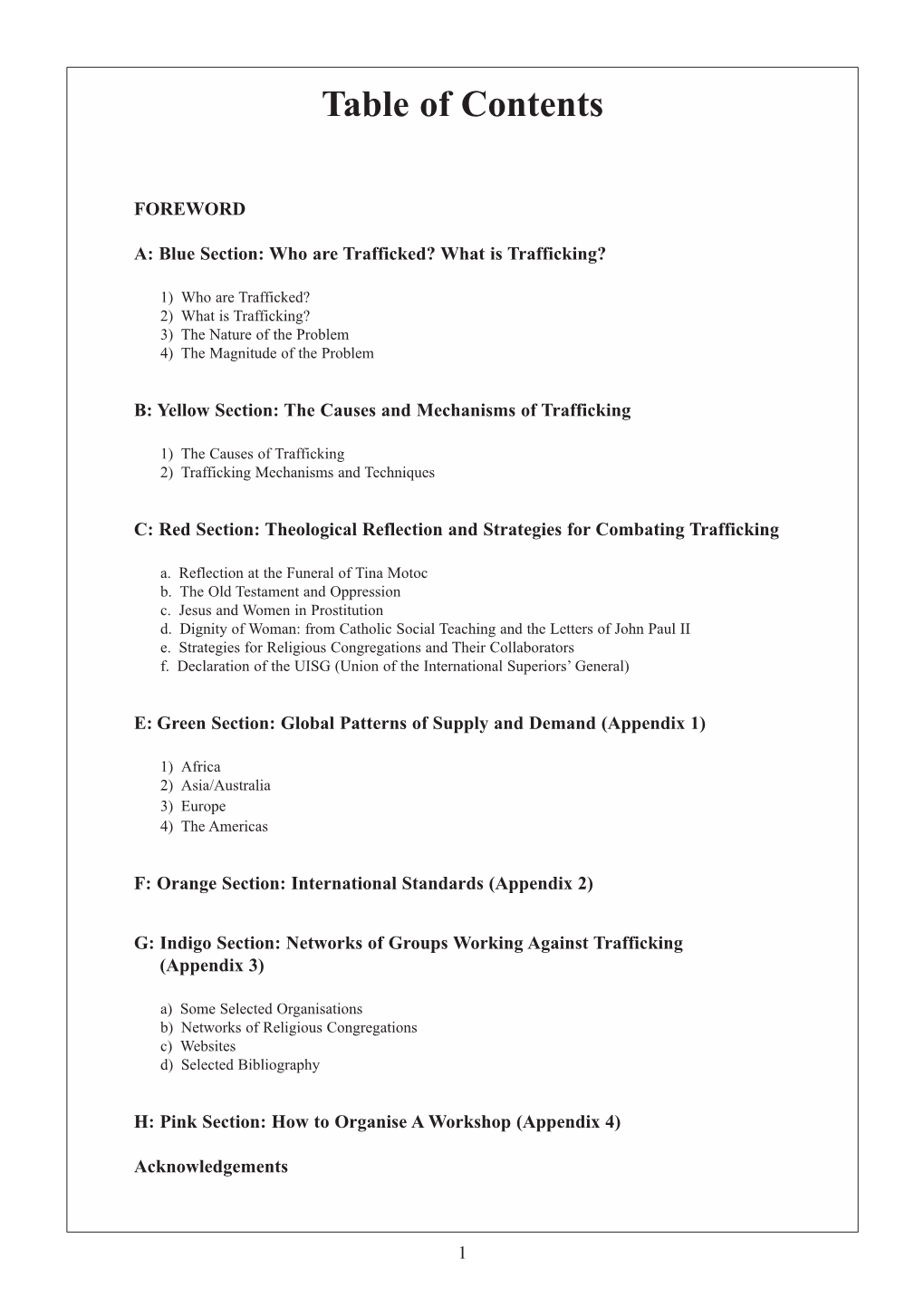 Table of Contents