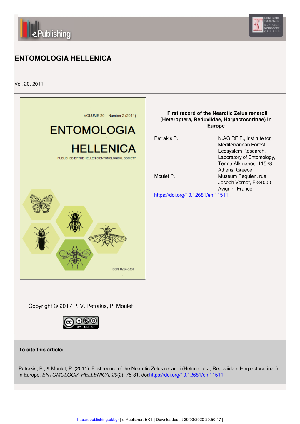 First Record of the Nearctic Zelus Renardii (Heteroptera, Reduviidae, Harpactocorinae) in Europe