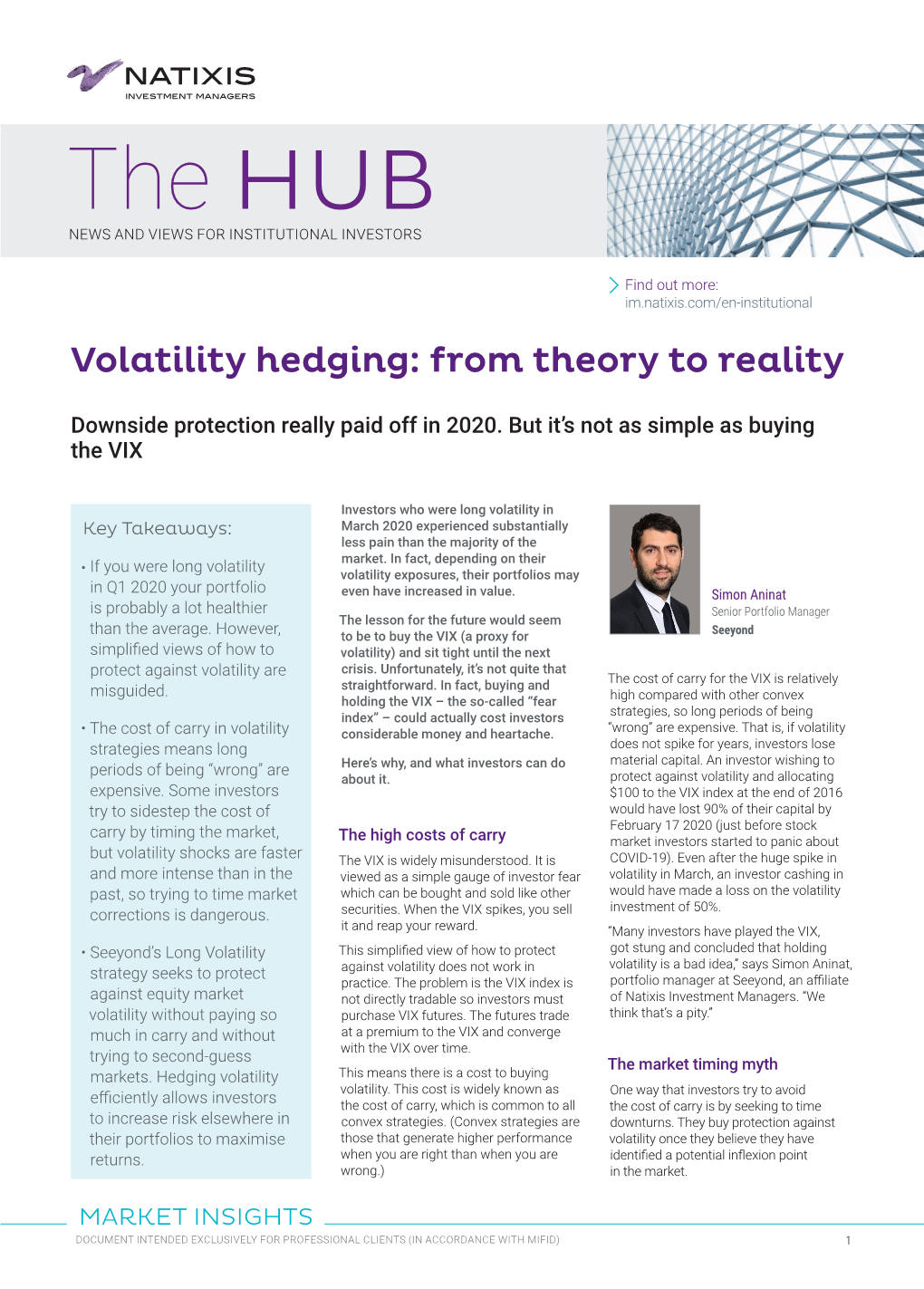 The HUB NEWS and VIEWS for INSTITUTIONAL INVESTORS