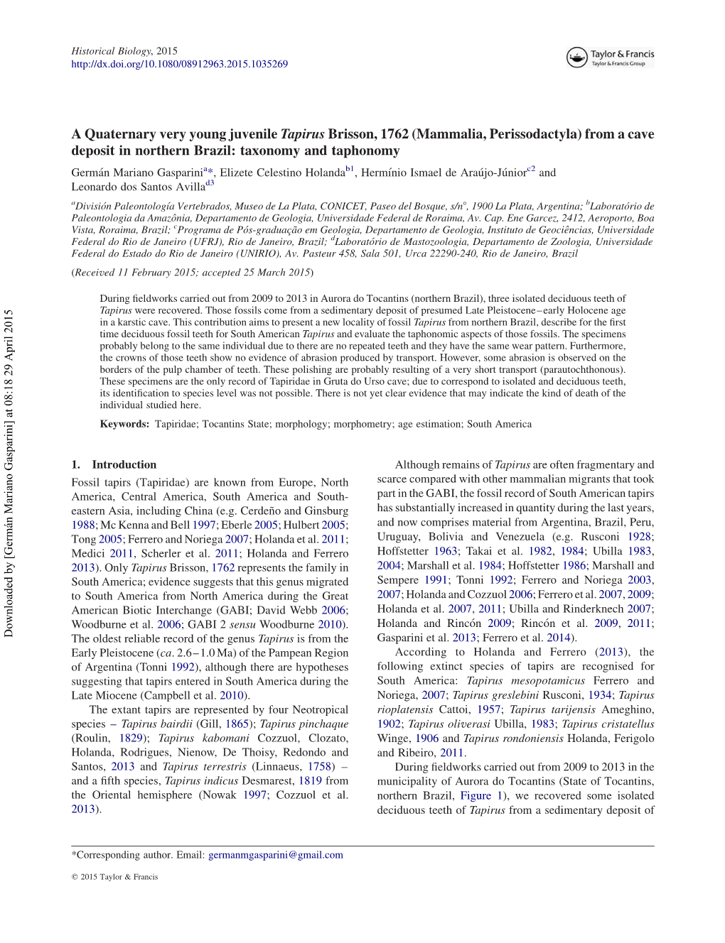 Mammalia, Perissodactyla) from a Cave Deposit in Northern Brazil: Taxonomy and Taphonomy