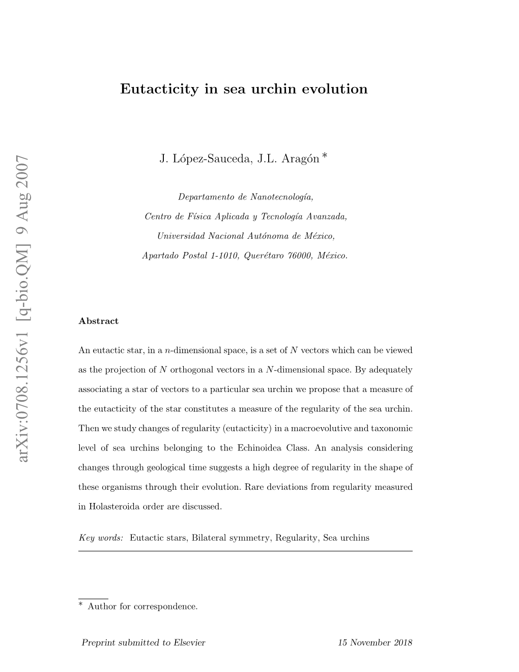 Eutacticity in Sea Urchin Evolution