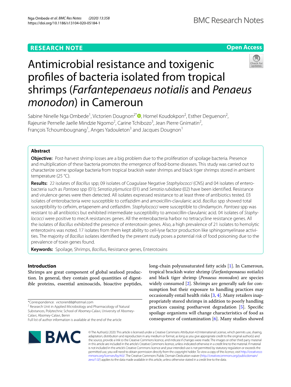 Antimicrobial Resistance and Toxigenic Profiles of Bacteria Isolated From