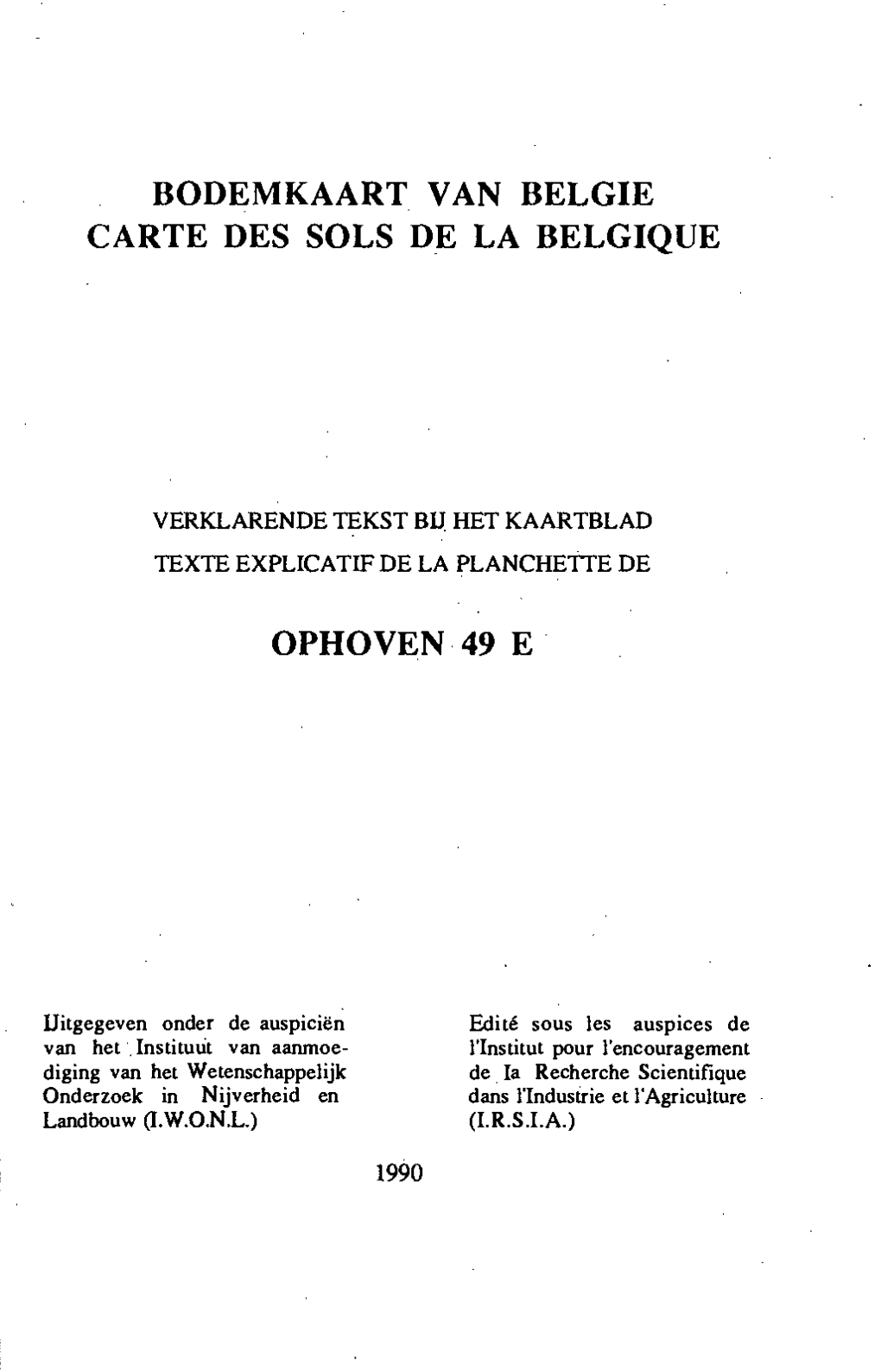 Bodemkaart Van België Carte Des Sols De La Belgique Ophoven 49 E