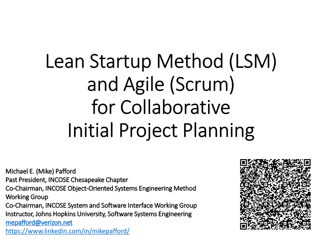 Lean Startup Method (LSM) and Agile (Scrum) for Collaborative Initial Project Planning