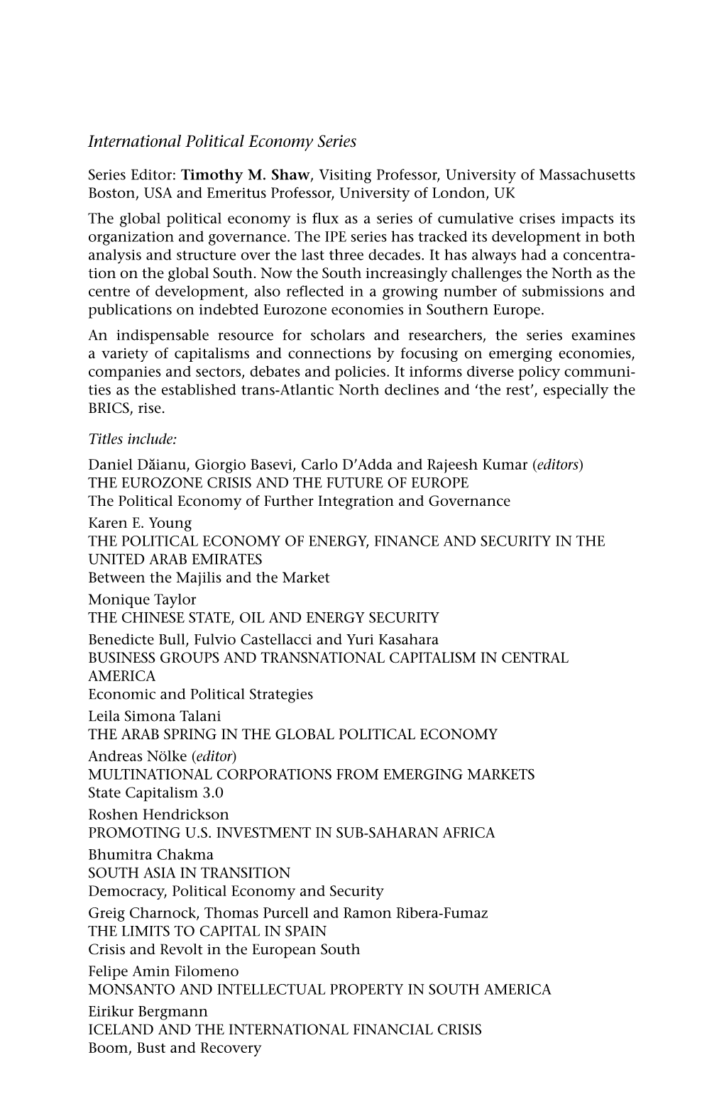 International Political Economy Series