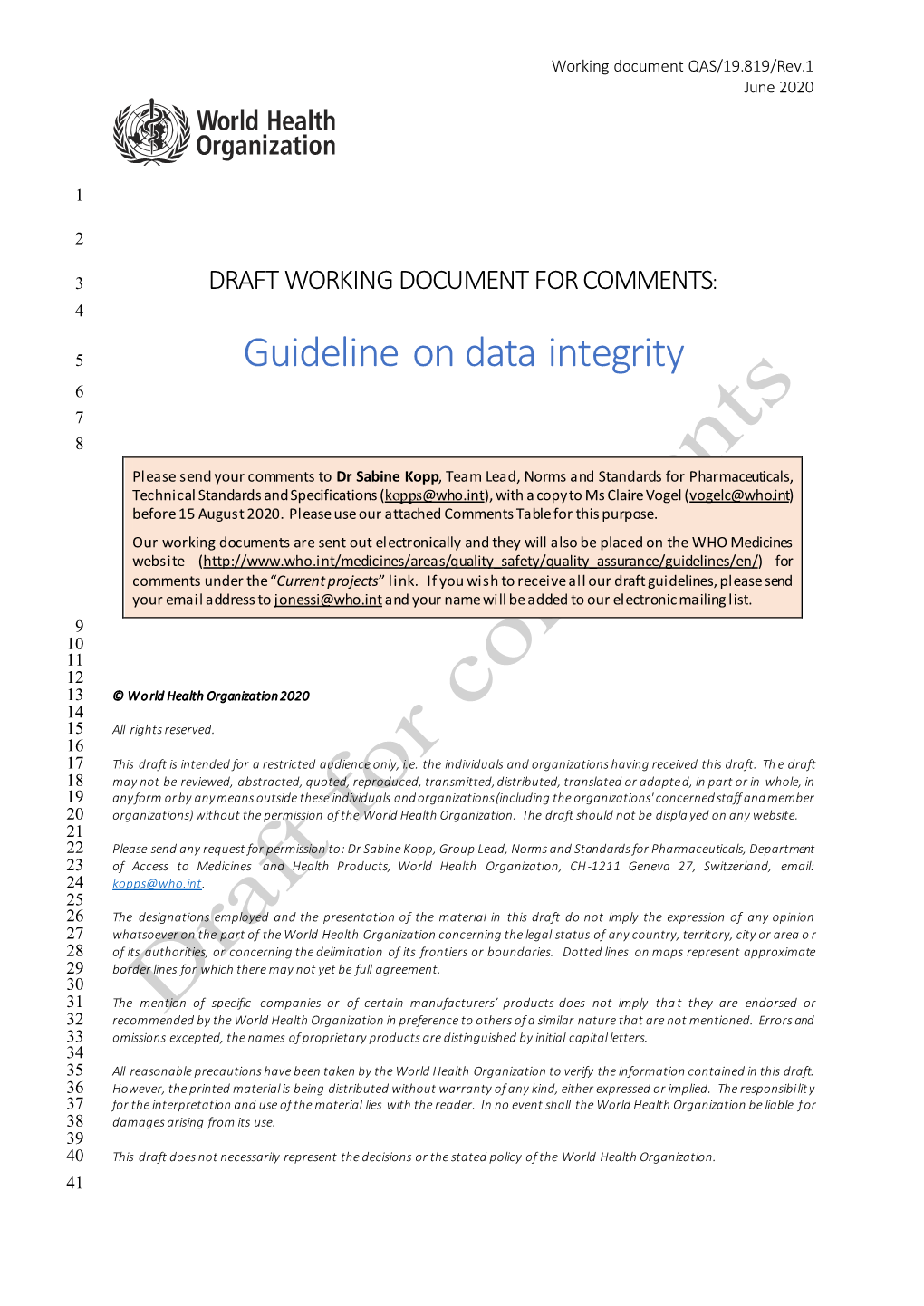 Guideline on Data Integrity